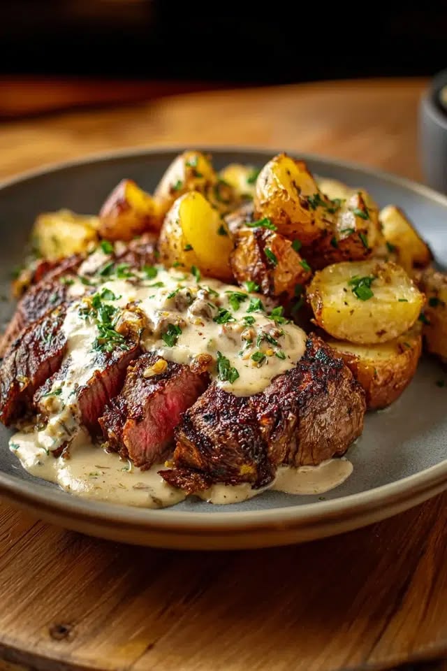 Creamy Black Pepper Steak